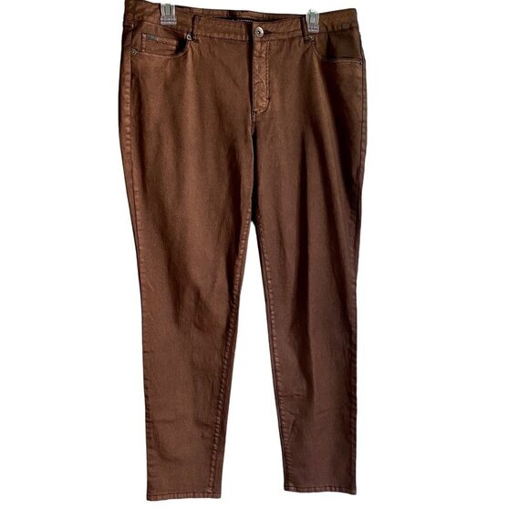 Mark Adam New York Coated Copper Tone Stretch Jeans Pants 42, US Size 14… - Picture 1 of 10